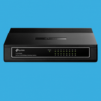 Коммутатор, TP-Link, TL-SF1016D, Настольный, неуправляемый, 16 портов 10/100M RJ45, Корпус пластик
