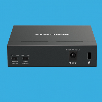 Коммутатор, Mercusys, MS105GP, Миниатюрный, 5 портов 10/100/1000M RJ45 (4 портов PoE+ 802/3af/at 65W