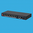 Коммутатор, Dahua, DH-PFS3110-8ET1GT1GF-96, неуправляемый, 8 портов 10/100M PoE 802.3af/at/bt, 96W)